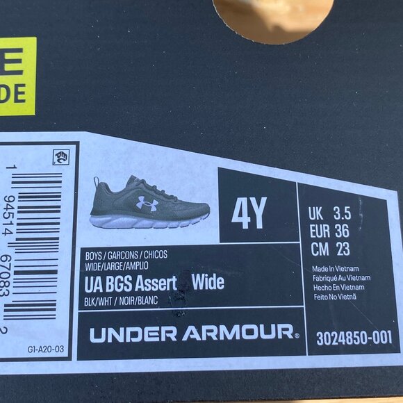 Under Armour  Boys Running Shoes 4Y Black/White - Picture 7 of 10